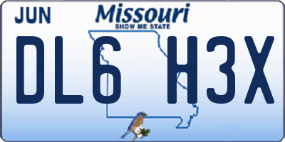 MO license plate DL6H3X