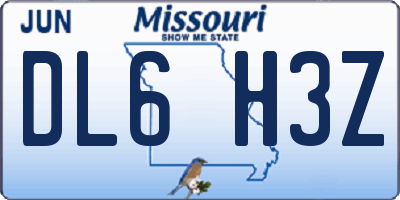 MO license plate DL6H3Z