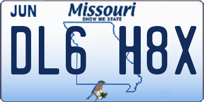 MO license plate DL6H8X