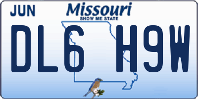 MO license plate DL6H9W