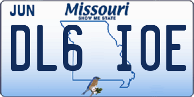 MO license plate DL6I0E