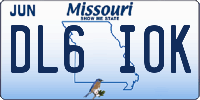 MO license plate DL6I0K