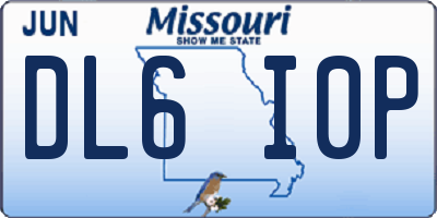 MO license plate DL6I0P