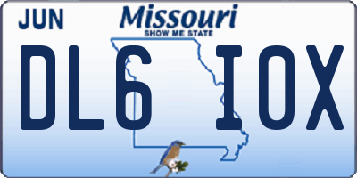 MO license plate DL6I0X