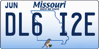 MO license plate DL6I2E