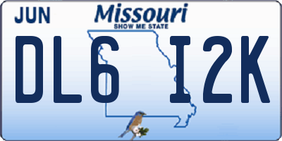 MO license plate DL6I2K