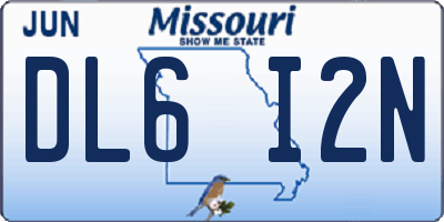 MO license plate DL6I2N