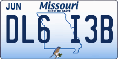 MO license plate DL6I3B