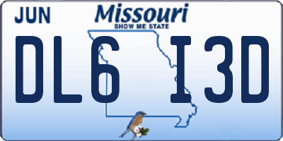 MO license plate DL6I3D