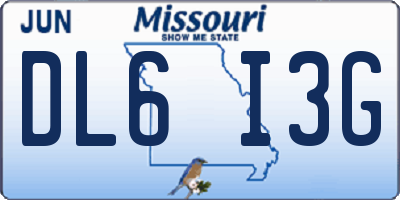 MO license plate DL6I3G
