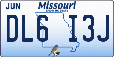 MO license plate DL6I3J
