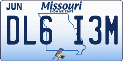 MO license plate DL6I3M
