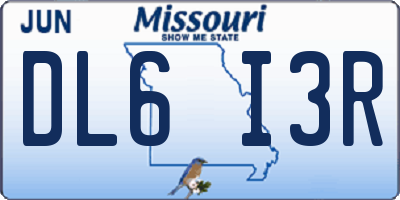 MO license plate DL6I3R