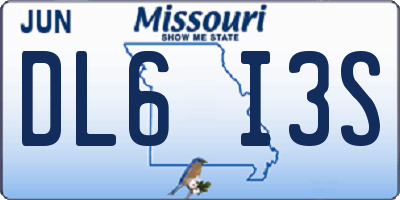 MO license plate DL6I3S