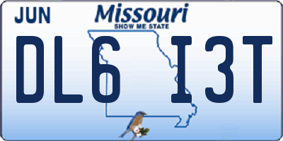 MO license plate DL6I3T