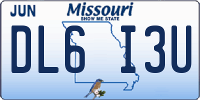 MO license plate DL6I3U