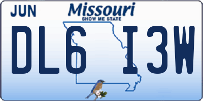 MO license plate DL6I3W