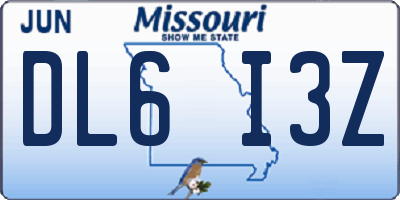 MO license plate DL6I3Z