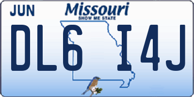 MO license plate DL6I4J
