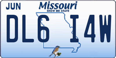 MO license plate DL6I4W