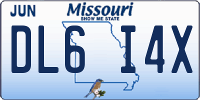 MO license plate DL6I4X