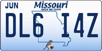 MO license plate DL6I4Z