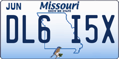 MO license plate DL6I5X