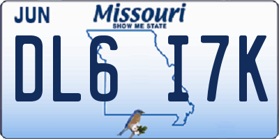 MO license plate DL6I7K