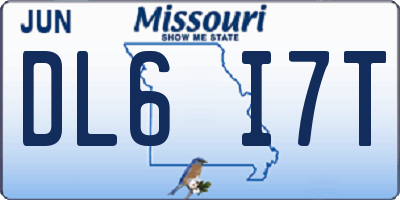 MO license plate DL6I7T