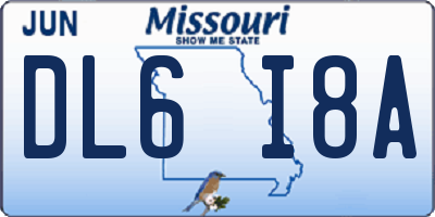 MO license plate DL6I8A