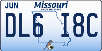 MO license plate DL6I8C