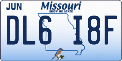 MO license plate DL6I8F