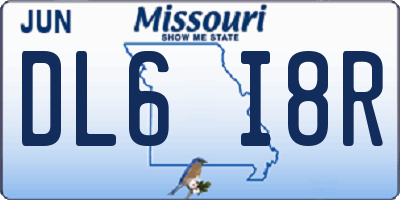 MO license plate DL6I8R