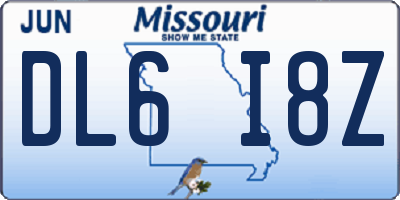 MO license plate DL6I8Z