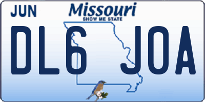 MO license plate DL6J0A