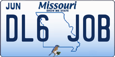 MO license plate DL6J0B