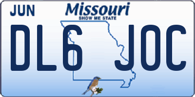 MO license plate DL6J0C