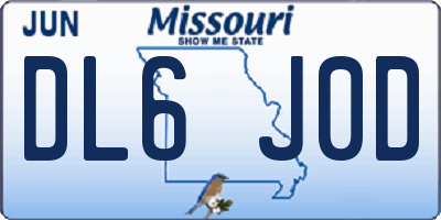 MO license plate DL6J0D