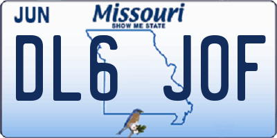 MO license plate DL6J0F