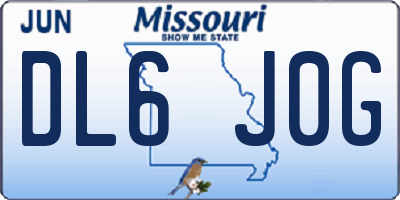 MO license plate DL6J0G