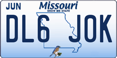 MO license plate DL6J0K