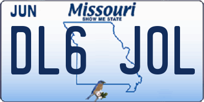 MO license plate DL6J0L
