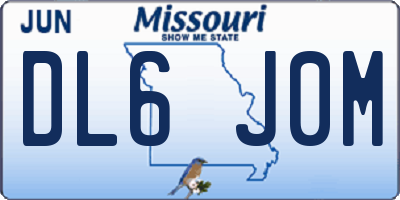 MO license plate DL6J0M