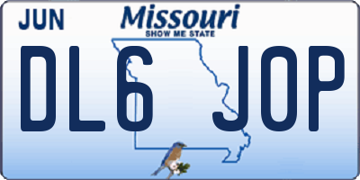 MO license plate DL6J0P