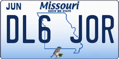 MO license plate DL6J0R