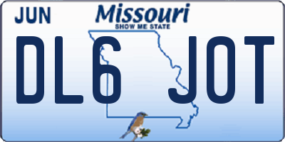 MO license plate DL6J0T
