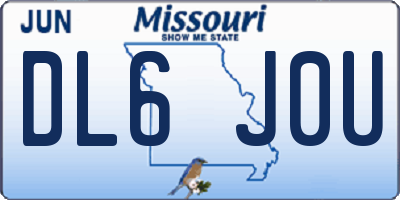 MO license plate DL6J0U