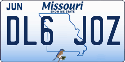 MO license plate DL6J0Z