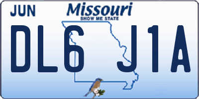 MO license plate DL6J1A