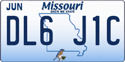 MO license plate DL6J1C